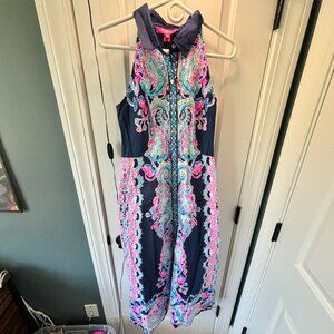 COPY - Lilly Pulitzer Women's Size 6 Novah Stretch Midi Dress Navy Shaka Shaka …